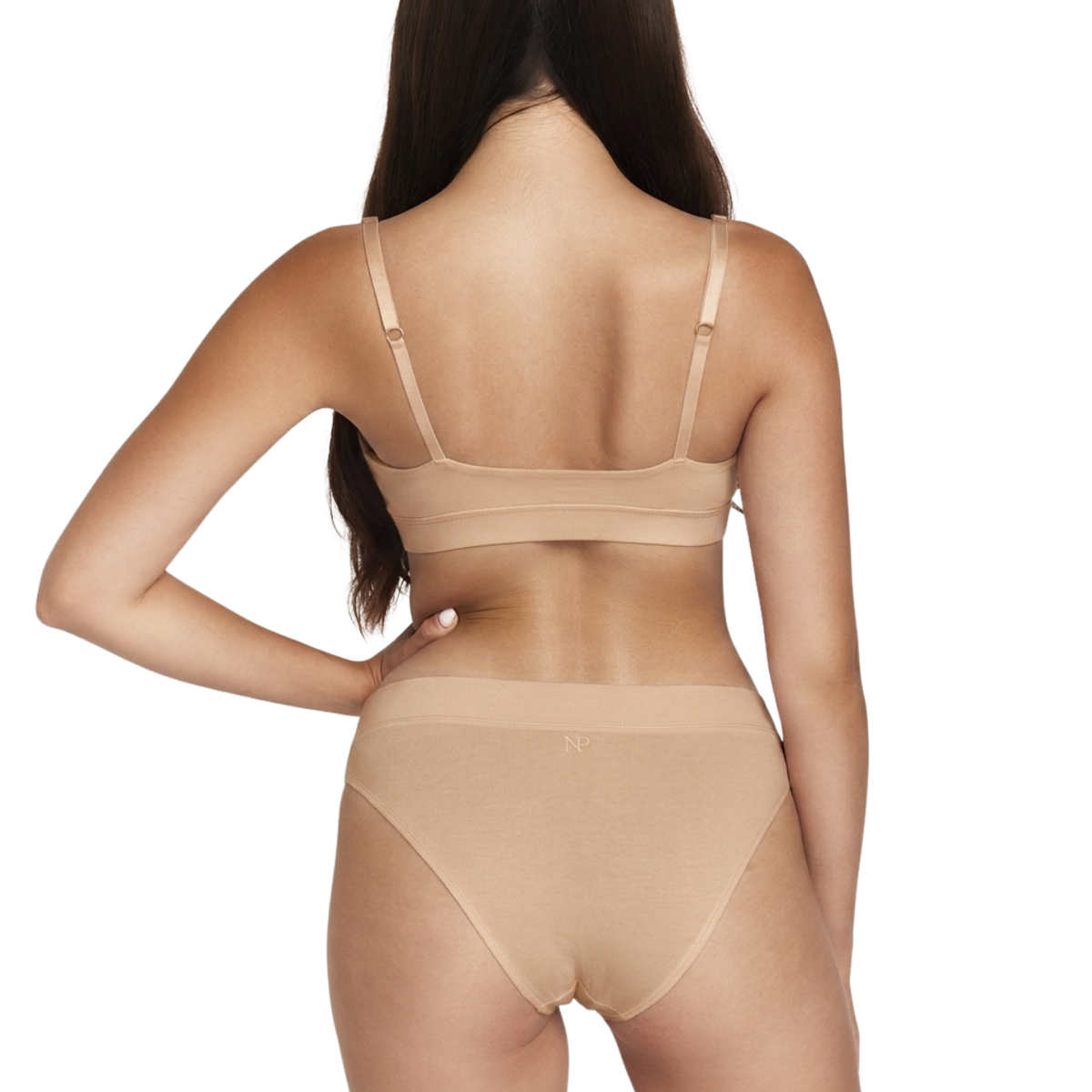 Scoop Bralette nude organic cotton bra by Net Positive; back view with adjustable straps on Tampa Home & Garden Store