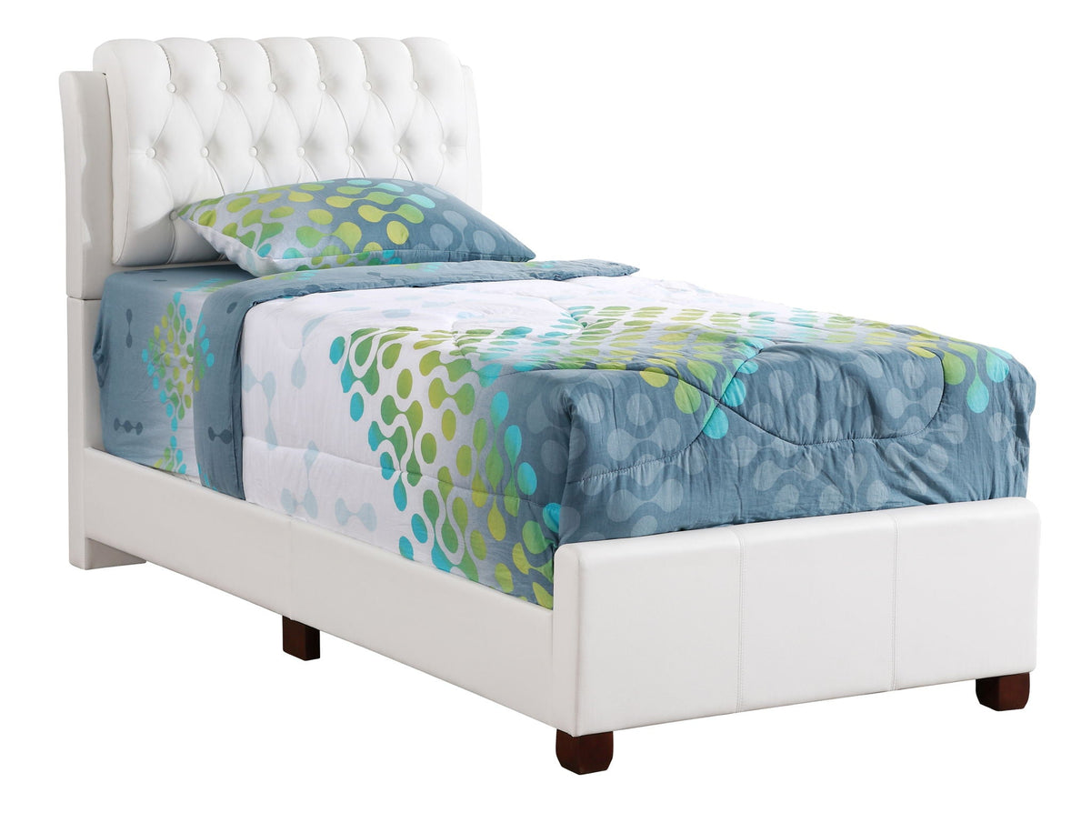 Tufted Upholstered Bed white fabric with button-tufted headboard by HouseOfZazla on Tampa Home & Garden Store