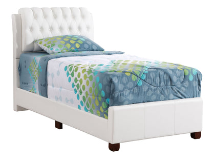 Tufted Upholstered Bed white fabric with button-tufted headboard by HouseOfZazla on Tampa Home & Garden Store