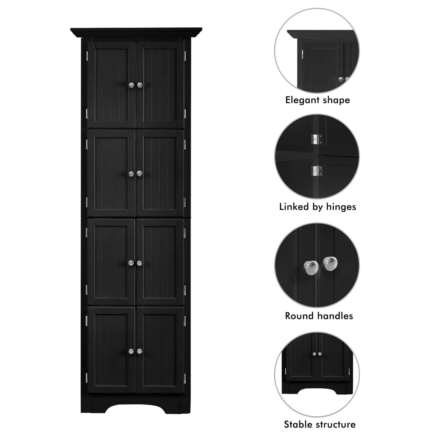 Tall Storage Cabinet with Doors and Four Shelves