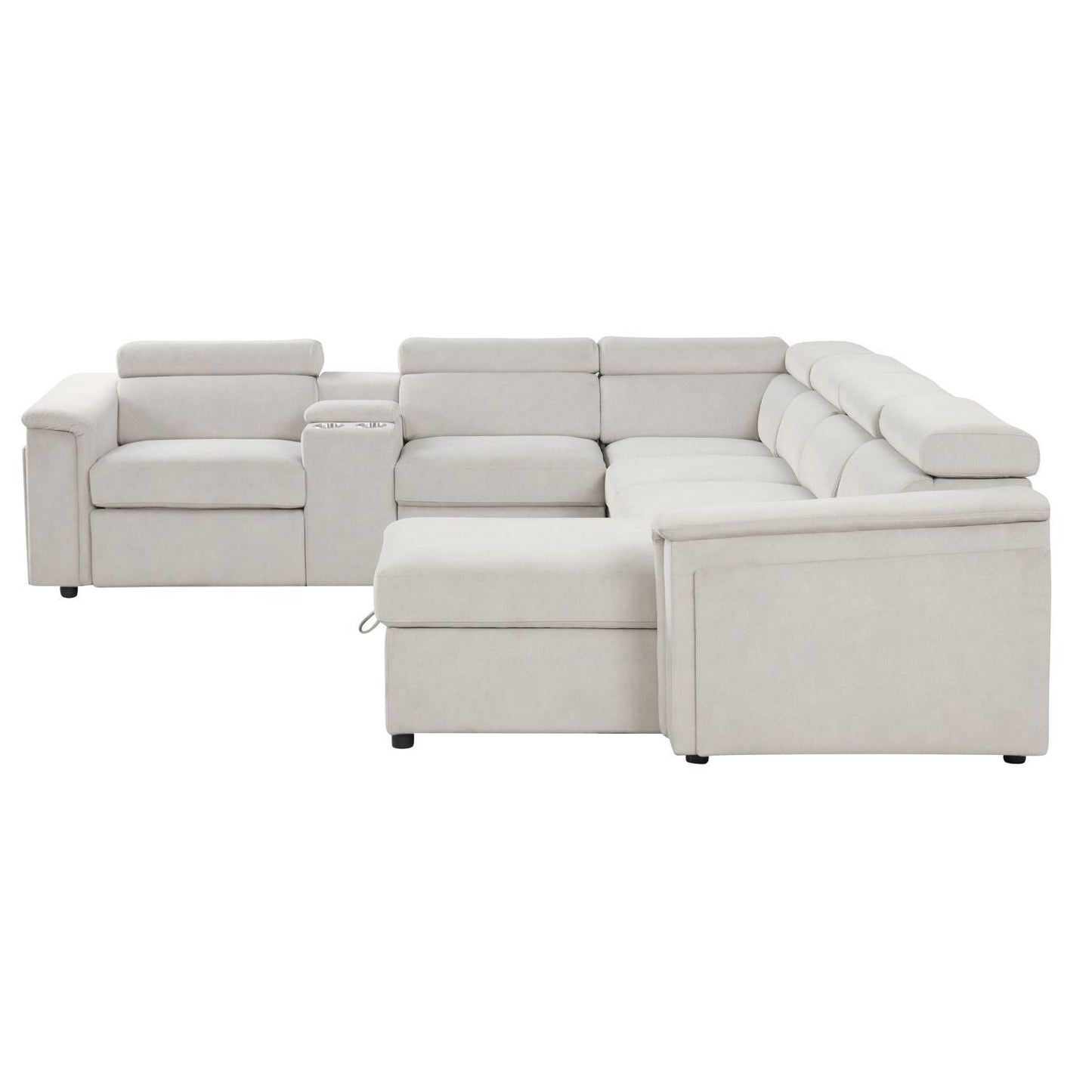 Harvey power reclining sectional by HouseOfZazla in gray fabric with cupholders and right chaise on Tampa Home & Garden Store