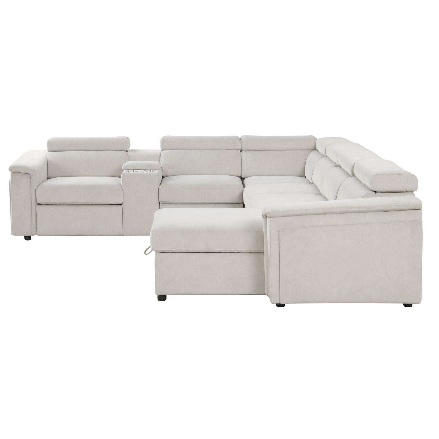 Harvey power reclining sectional by HouseOfZazla in gray fabric with cupholders and right chaise on Tampa Home & Garden Store