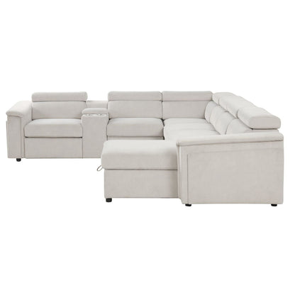 Harvey power reclining sectional by HouseOfZazla in gray fabric with cupholders and right chaise on Tampa Home & Garden Store
