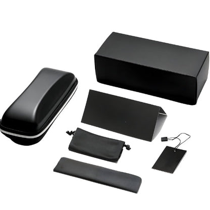 Steam Punk Polarized Sunglasses by BikerZoneZ with black hard case, box, and cleaning pouch on Tampa Home & Garden Store