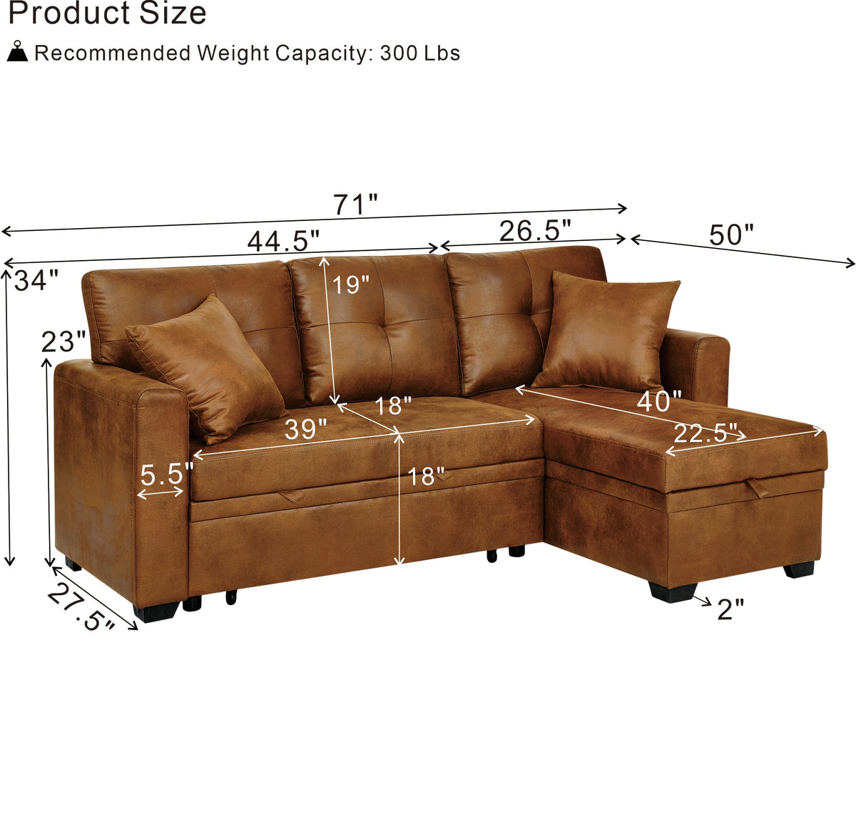 Reversible Chaise Sleeper Sofa and Guest Bed
