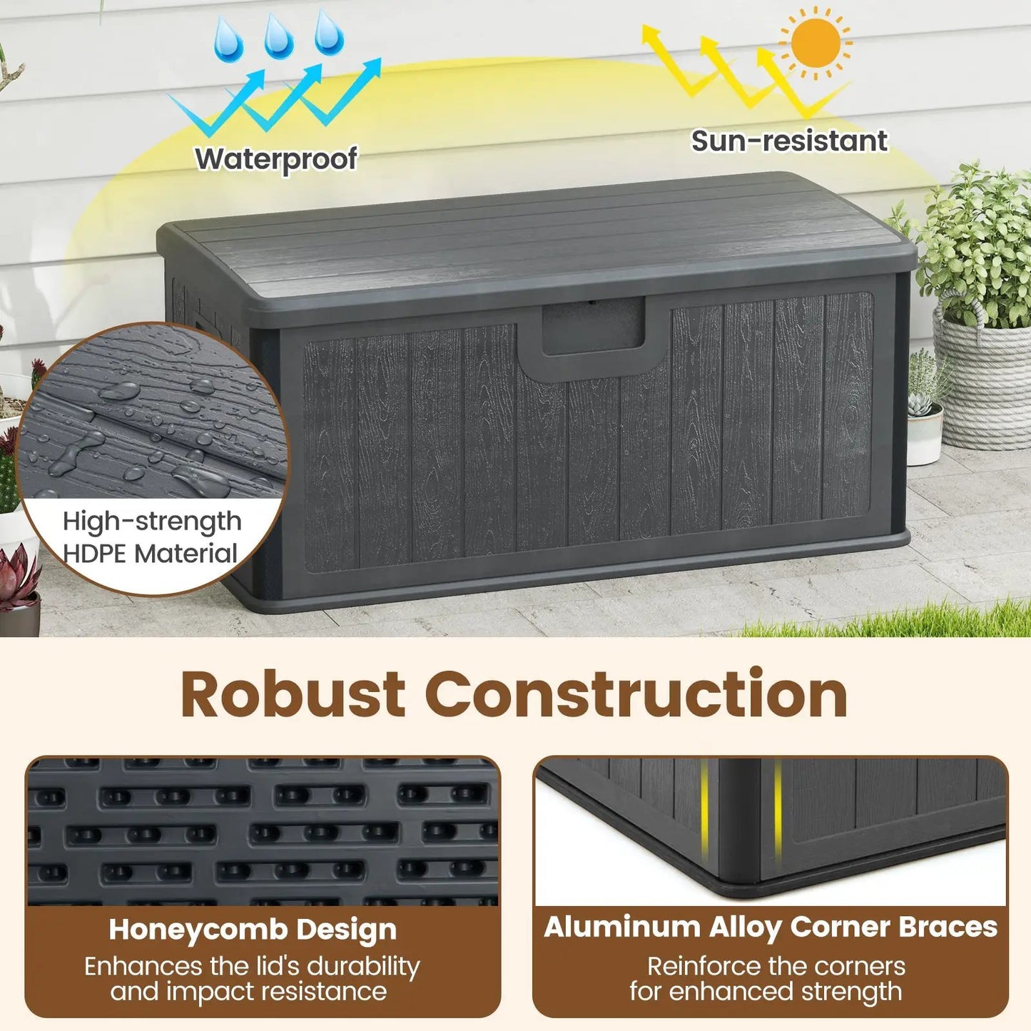 100 Gallon Large Deck Box With Lockable Lid