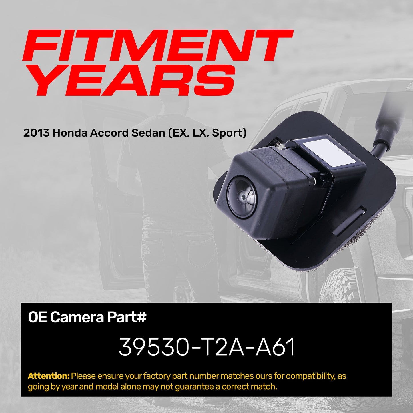 Honda Accord 2013 backup camera OE replacement part 39530-T2A-A61 for EX/LX/Sport on Tampa Home & Garden Store