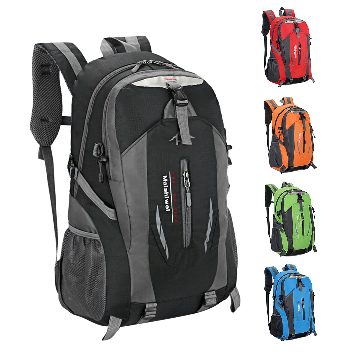 GemGear 36L waterproof backpack black/gray with pockets and mesh straps; 5 color options on Tampa Home & Garden Store