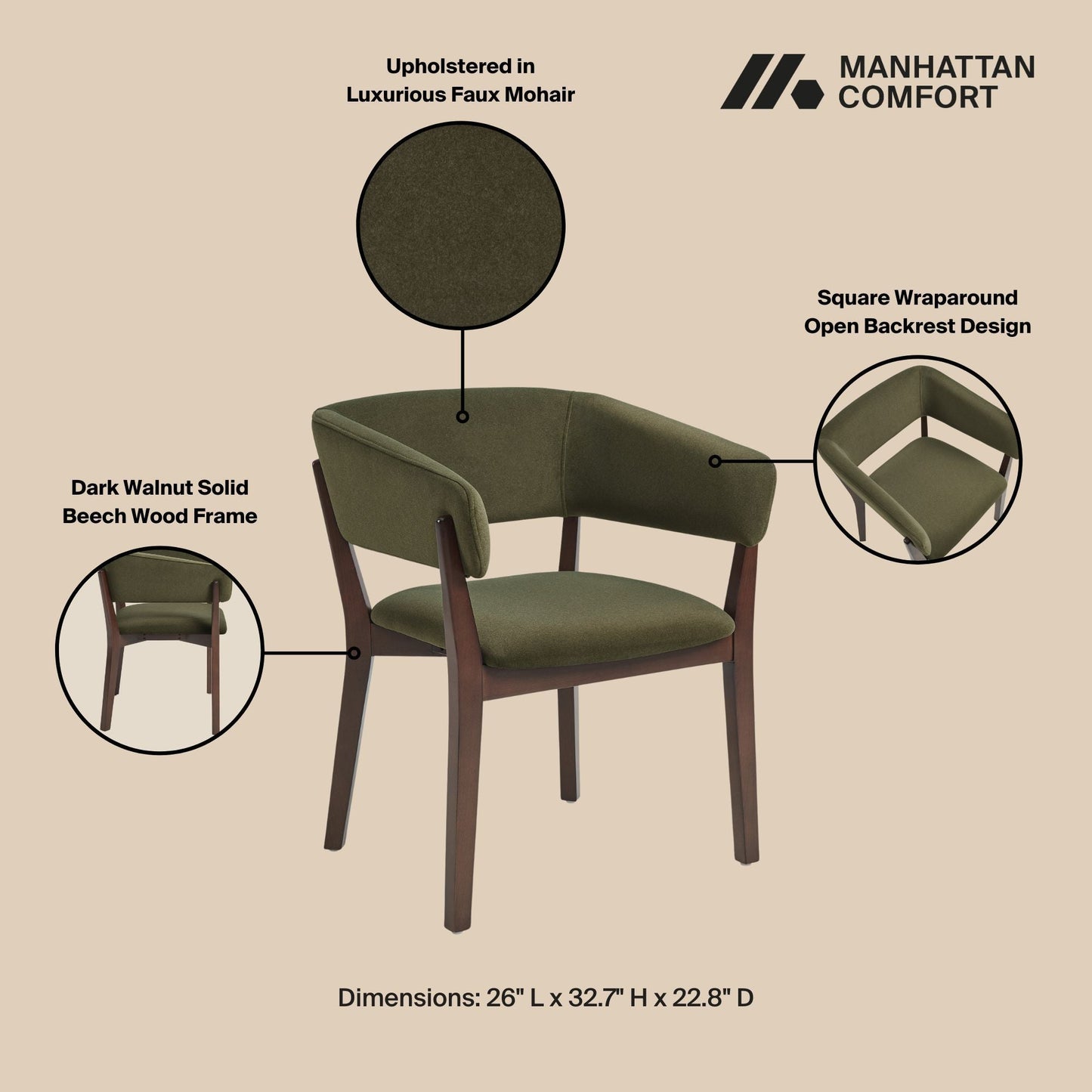 Blake Solid Beech Wood Modern Dining Armchair