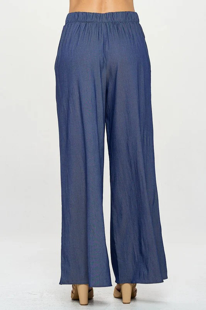 Made in USA Tencel Straight Leg Pants with Side Pockets
