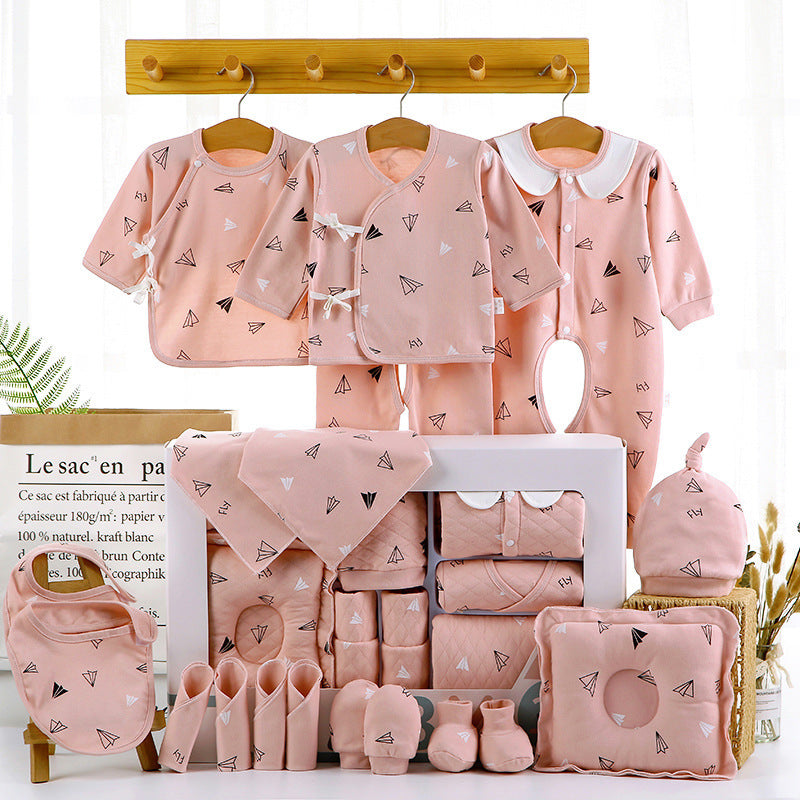 Baby cotton clothes gift box pink; multi-piece baby clothing set with bibs, hats on Tampa Home & Garden Store