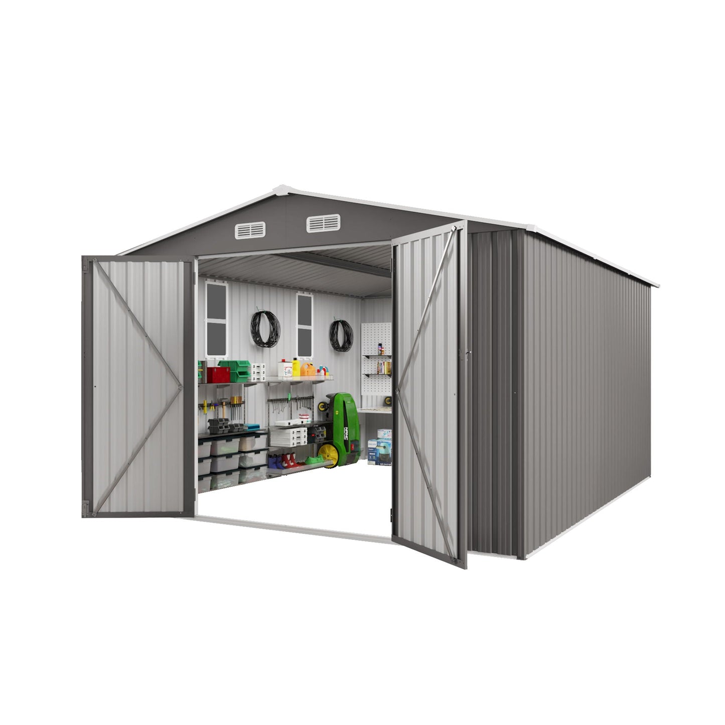 Outdoor Metal Storage Shed With Lockable Doors