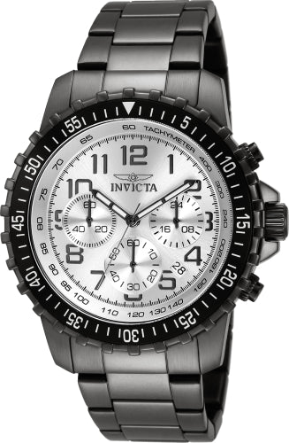 Invicta men's specialty chronograph watch with black bezel white dial stainless steel bracelet on Tampa Home & Garden Store