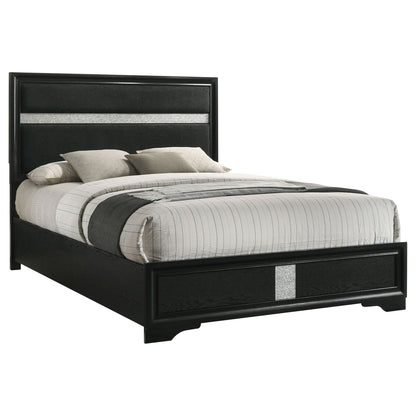 Annie Upholstered Panel Bed and Glitter Stripe