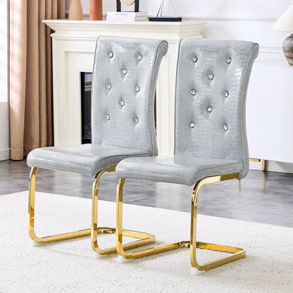 Elegant Faux Alligator Upholstered Dining Chairs