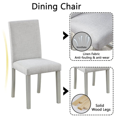 Dining Chair from 5-Piece Dining Room Set in light gray linen upholstery by Unique Piece Furniture on Tampa Home & Garden Store