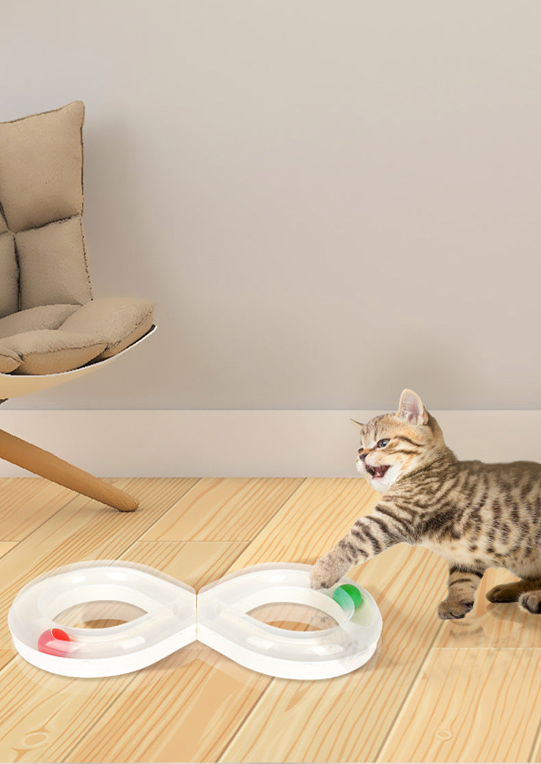 Cat toy turntable set with double loop track and red green balls on Tampa Home & Garden Store