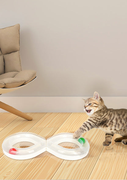 Cat toy turntable set with double loop track and red green balls on Tampa Home & Garden Store