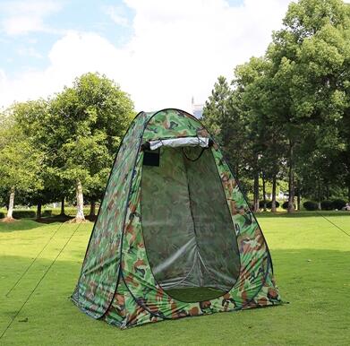 Camouflage camping privacy tent with front mesh door, portable outdoor sun shelter on Tampa Home & Garden Store