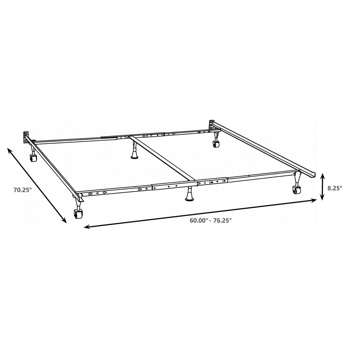 Deverton bed frame by HouseOfZazla, black metal platform with center support and adjustable on Tampa Home & Garden Store
