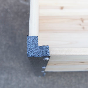 Solid wood raised bed with blue corner bracket HouseOfZazla on Tampa Home & Garden Store