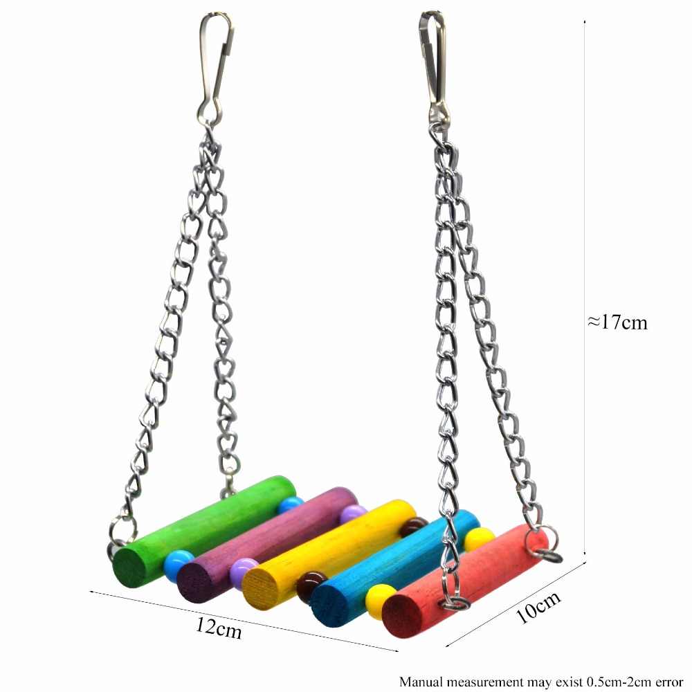 Colorful wooden swing bar with metal chains and beads, rainbow rods, 17 cm tall on Tampa Home & Garden Store
