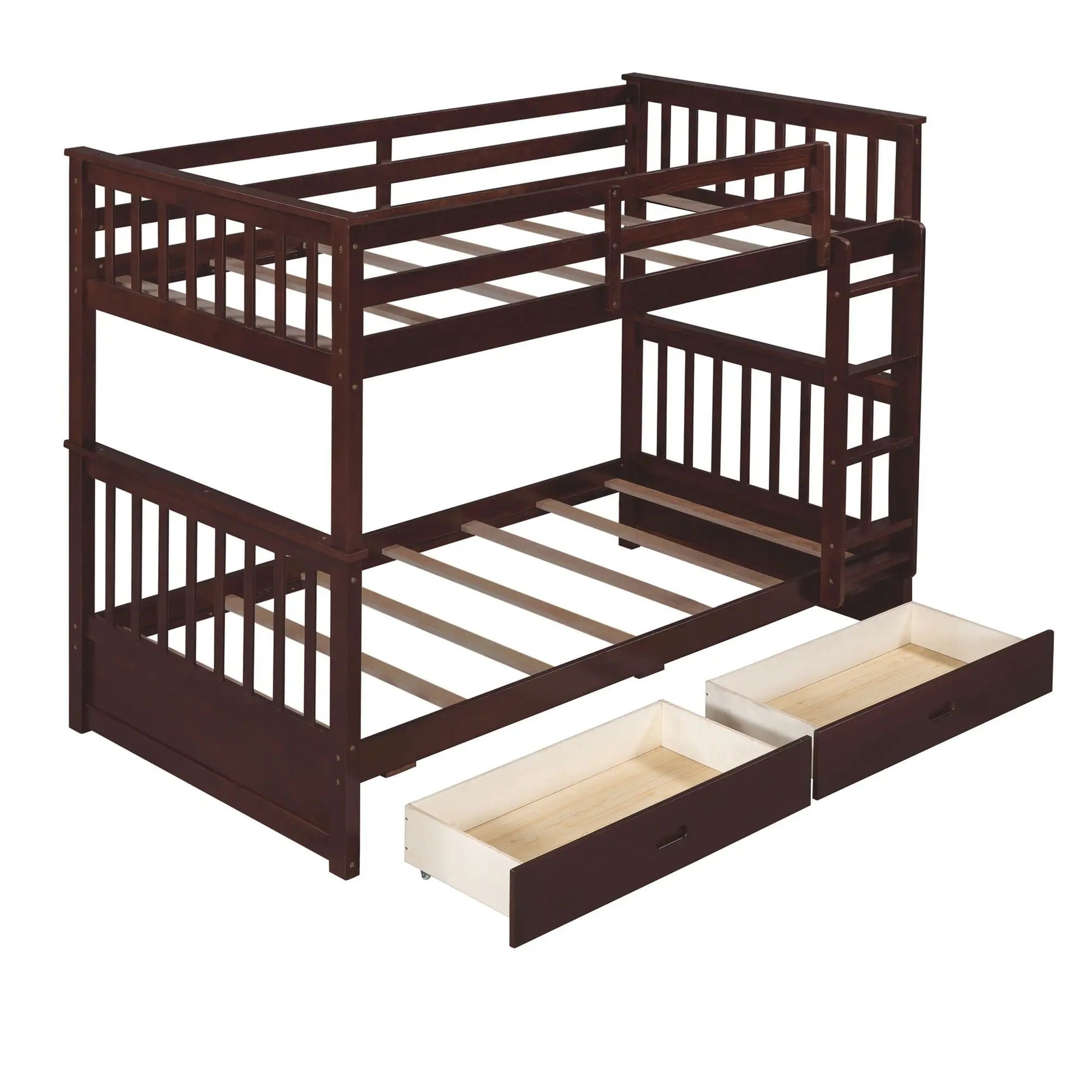 Dark brown wood bunk bed with ladders and 2 underbed storage drawers Unique Piece Furniture on Tampa Home & Garden Store