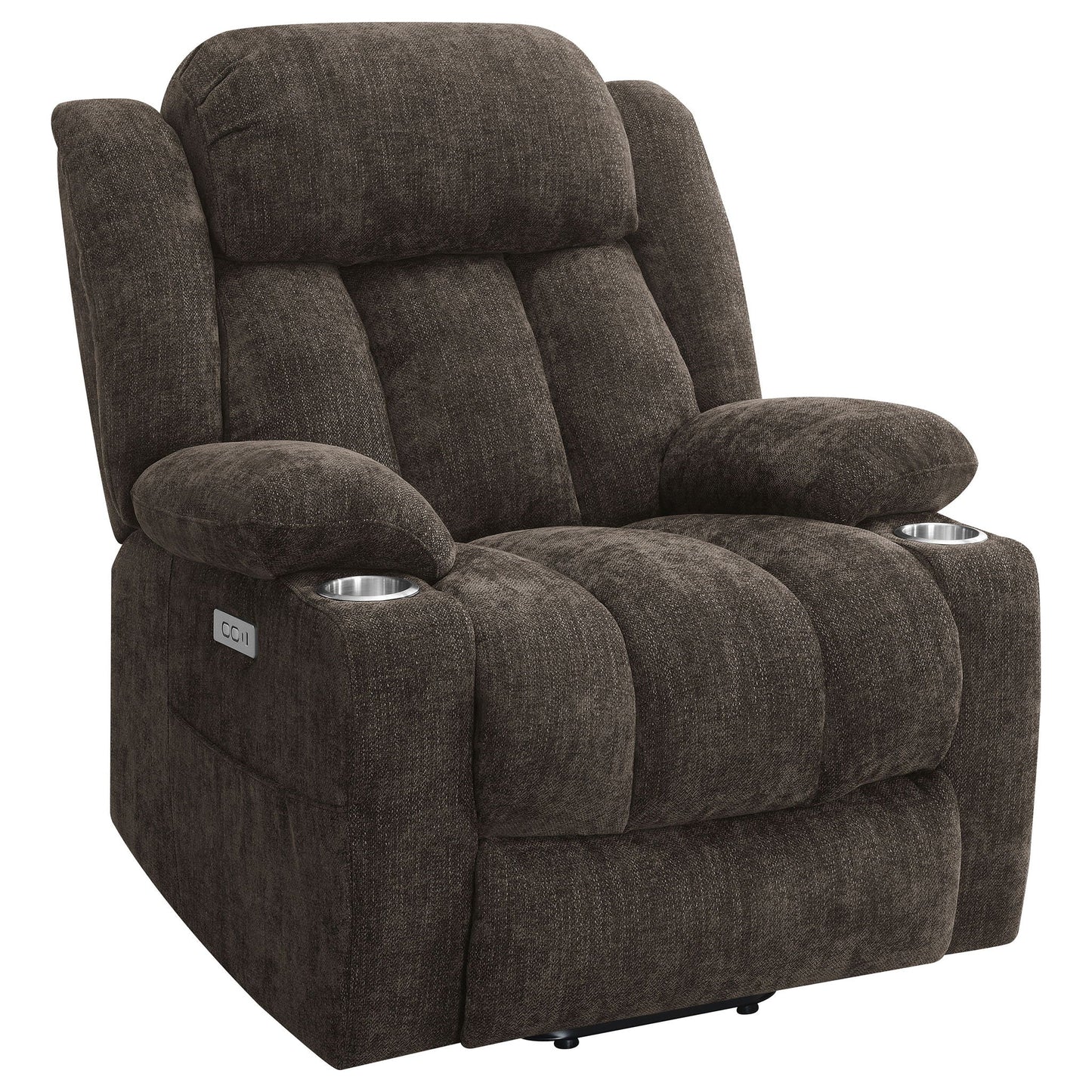 Beca power lift recliner with cupholders and USB charging in dark brown fabric HouseOfZazla on Tampa Home & Garden Store