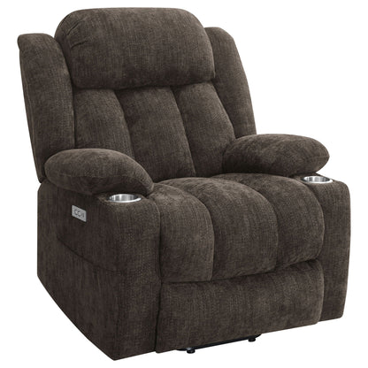 Beca power lift recliner with cupholders and USB charging in dark brown fabric HouseOfZazla on Tampa Home & Garden Store