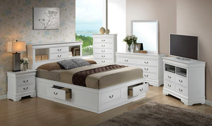 Traditional Style Bookcase Storage Bed white finish with built-in under-bed drawers on Tampa Home & Garden Store