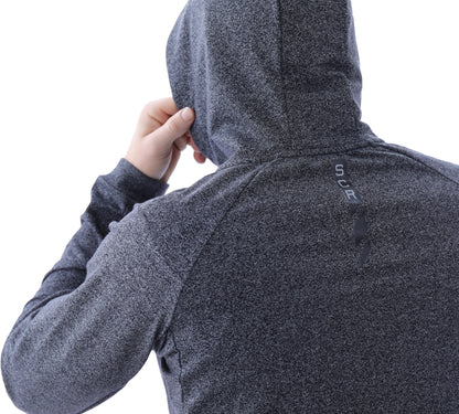 All-Day Comfort Hooded Sweatshirt Slim Fit in heather gray knit, hood up, SCR Sportswear on Tampa Home & Garden Store