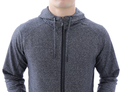 All-Day Comfort Hooded Sweatshirt Slim Fit, gray heather zip-front hoodie with drawstrings on Tampa Home & Garden Store