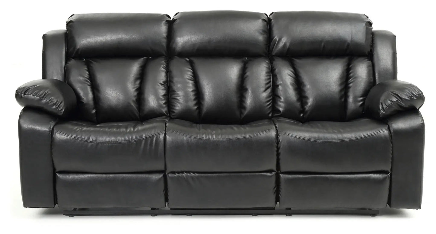Reclining Sofa For Leisure in black leather with plush cushions by Unique Piece Furniture on Tampa Home & Garden Store