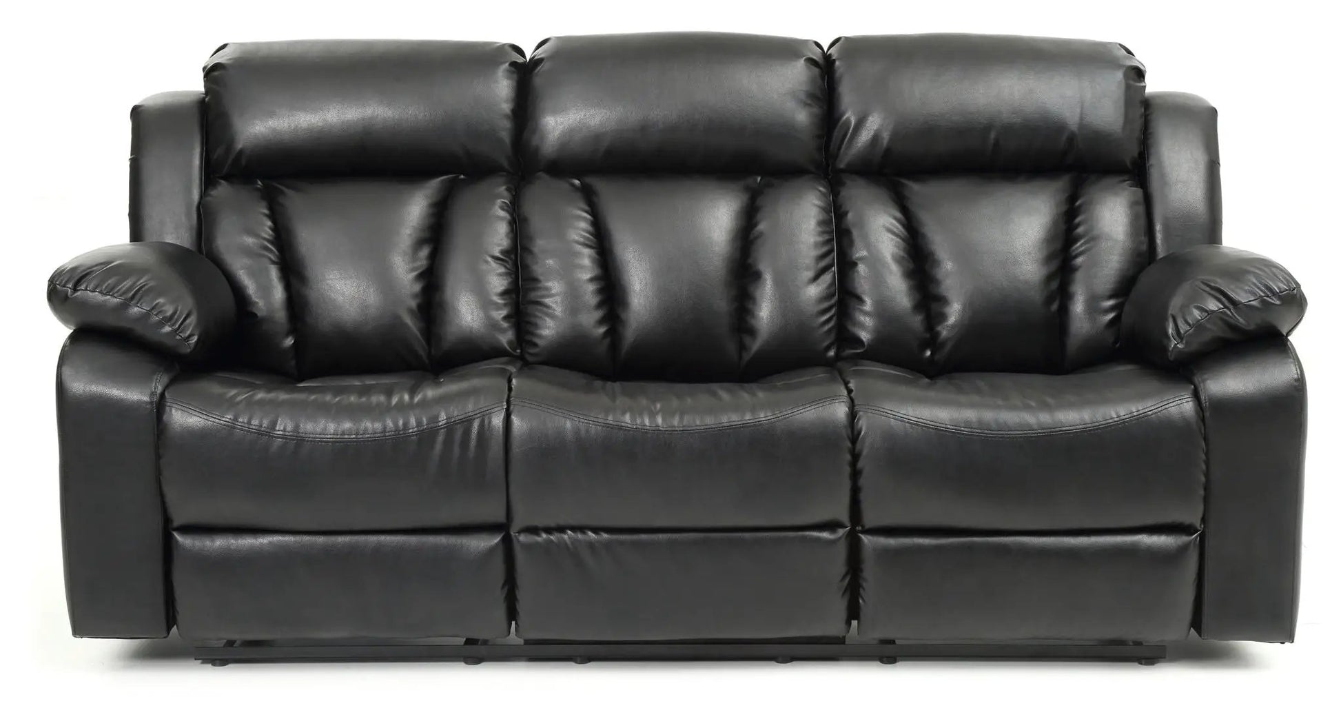 Reclining Sofa For Leisure in black leather with plush cushions by Unique Piece Furniture on Tampa Home & Garden Store