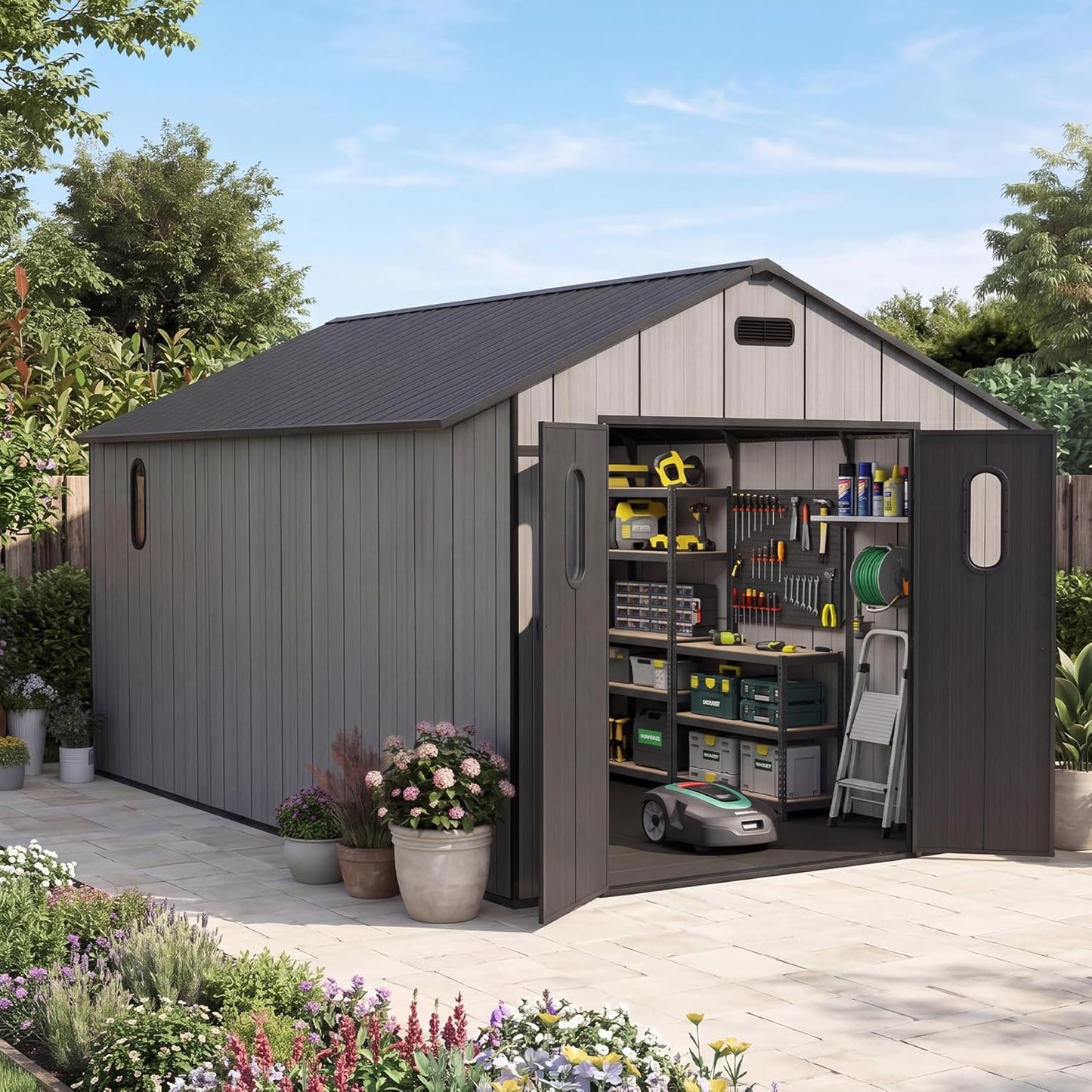 Weather Resistant 8x16 Ft Resin Storage Shed