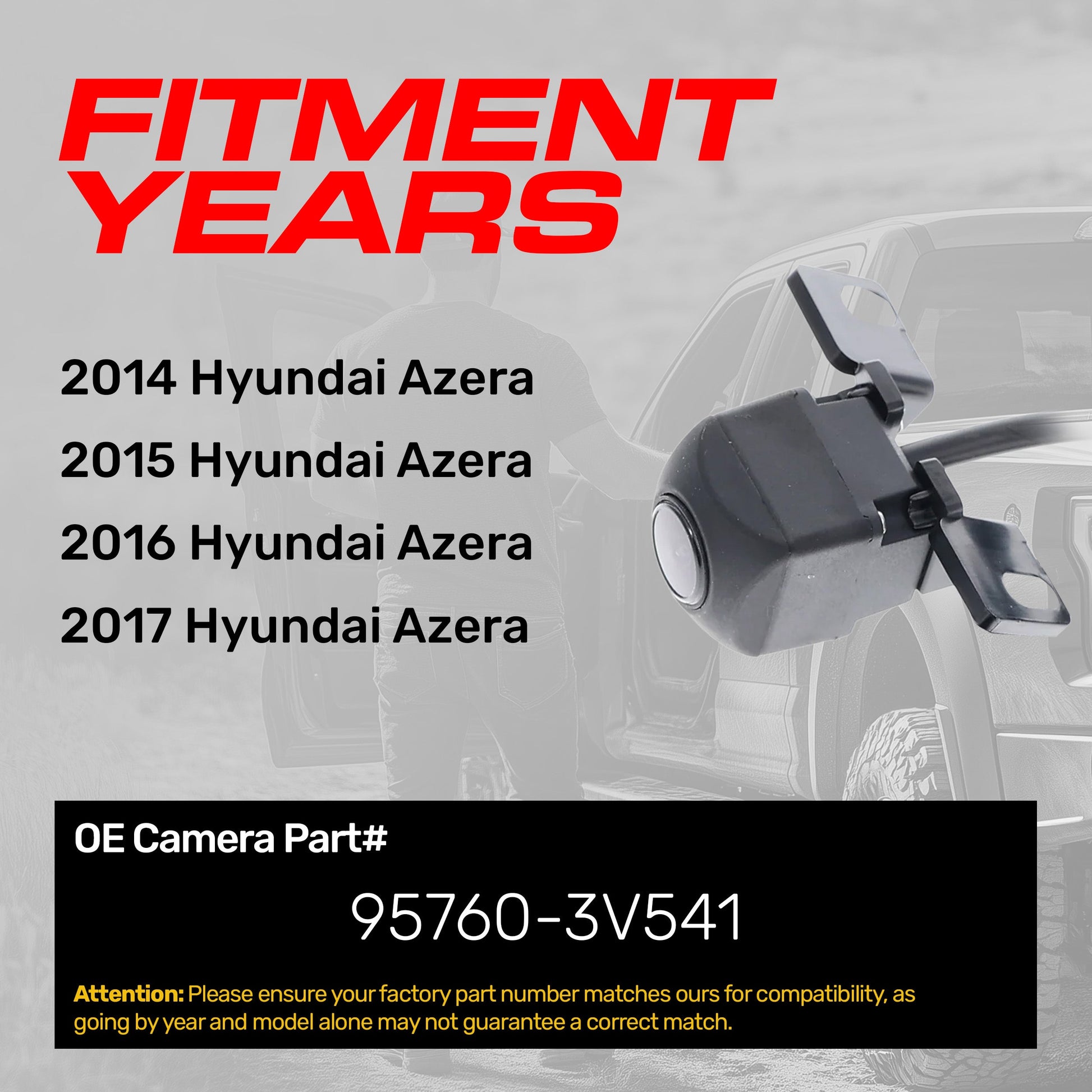 Hyundai Azera OEM backup camera by Master Tailgaters 2014-2017, part 95760-3V541 on Tampa Home & Garden Store
