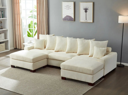 5 Seater L&U shaped cream couch, oversized convertible, 3pc set by Unique Piece Furniture on Tampa Home & Garden Store