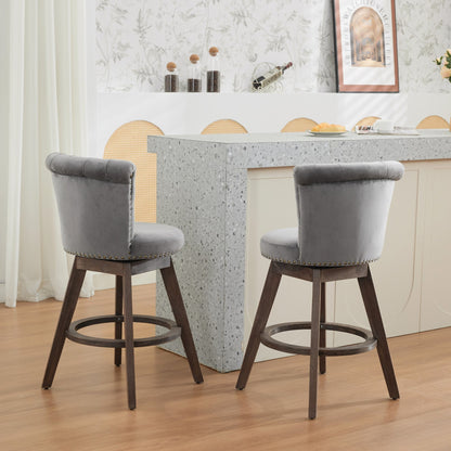26in Counter Height Bar Stools Set of 2 with 360° swivel and velvet upholstery on Tampa Home & Garden Store