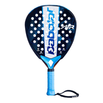 Padel racket Babolat Air Origin, blue and navy with white perforated face and wrist strap on Tampa Home & Garden Store