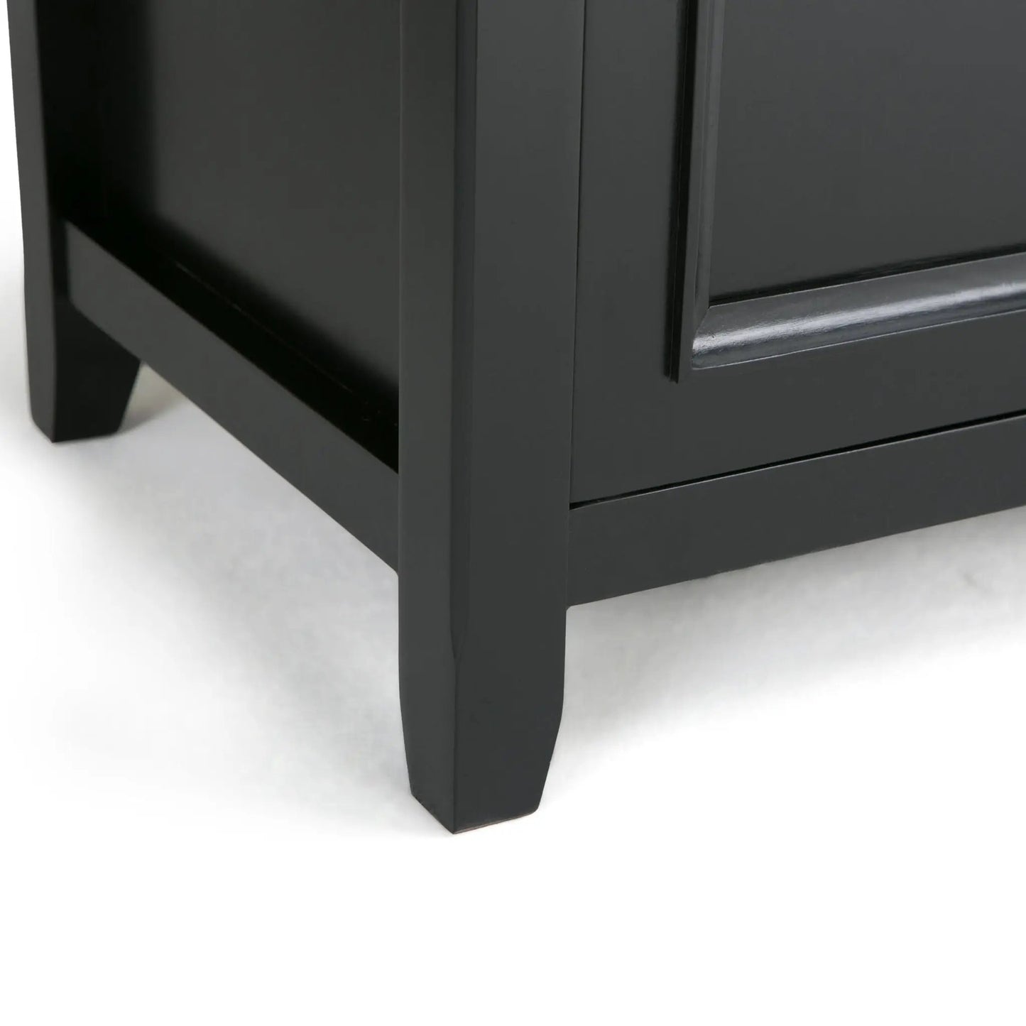 Amherst TV media stand handcrafted black wood with clean lines on Tampa Home & Garden Store