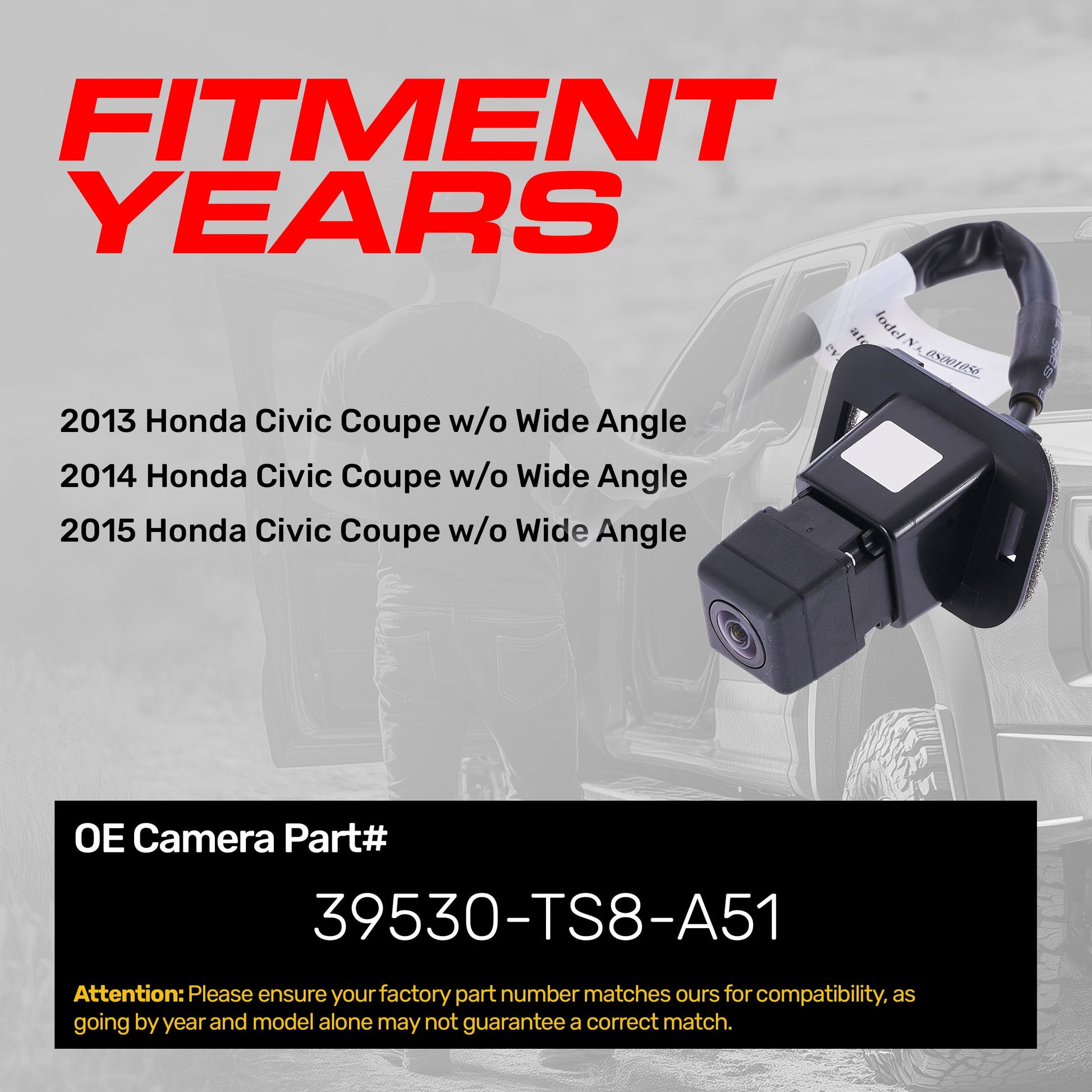 Backup camera for Honda Civic Coupe 2013-2015 w/o wide angle, OEM Master Tailgaters on Tampa Home & Garden Store