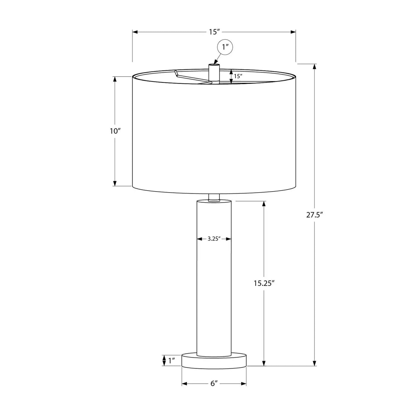 Table lamp contemporary by Unique Piece Furniture; drum shade, tall stem, 27.5 in height on Tampa Home & Garden Store