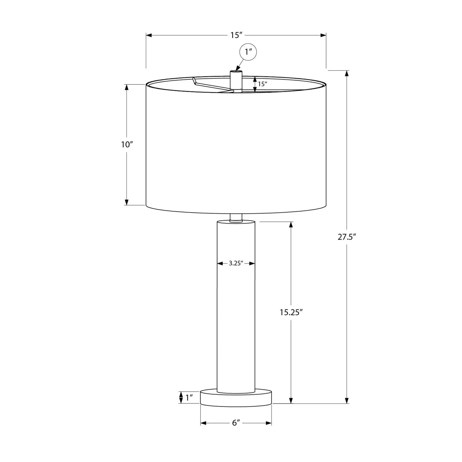 Table lamp contemporary by Unique Piece Furniture; drum shade, tall stem, 27.5 in height on Tampa Home & Garden Store