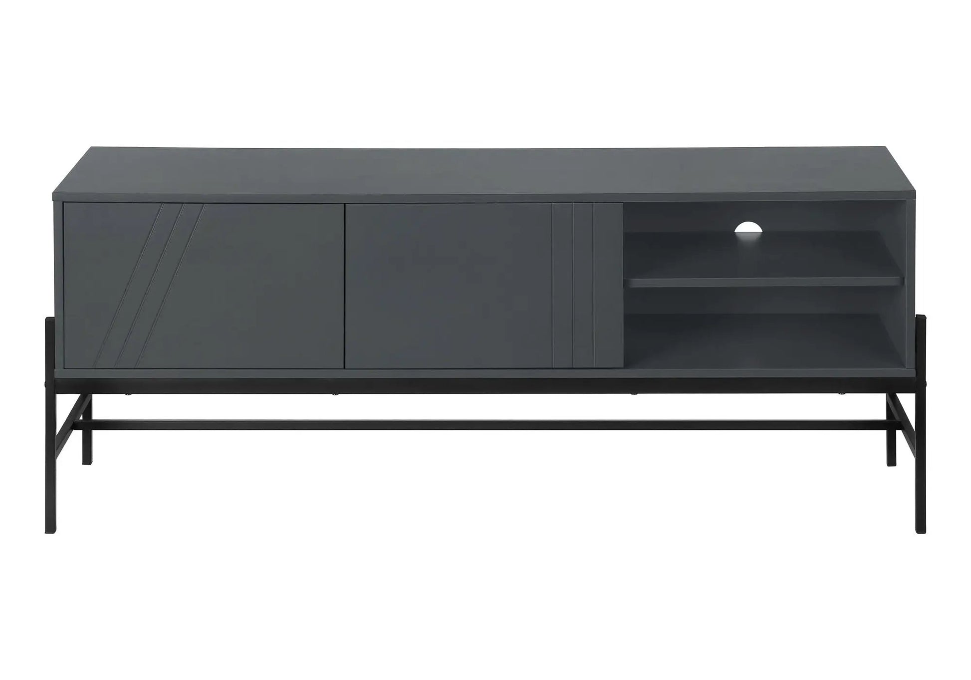 TV stand dark gray contemporary storage cabinet with left cabinet and right open shelves on Tampa Home & Garden Store
