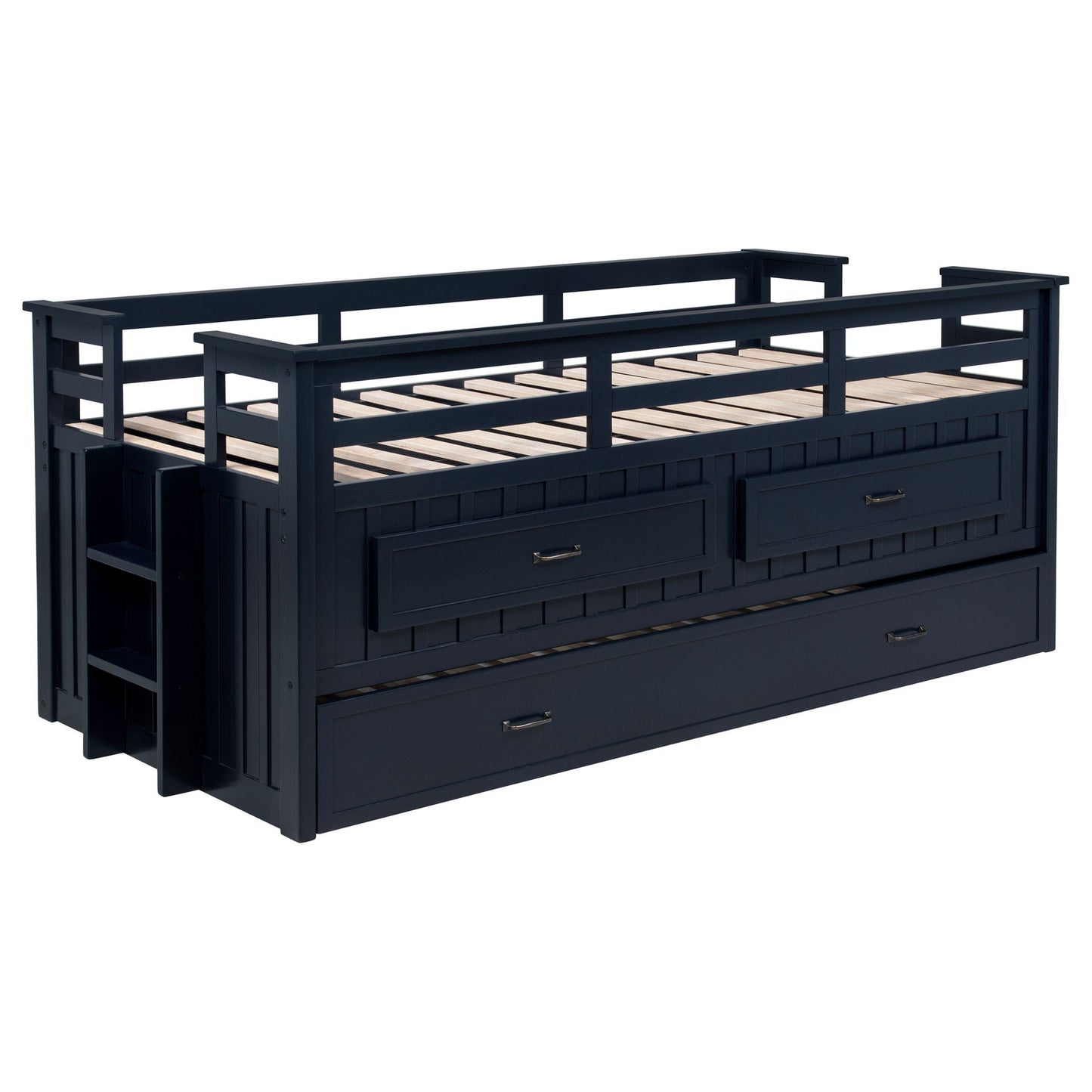 Starboard Captain's Bed With Trundle in dark navy finish with front storage drawers on Tampa Home & Garden Store