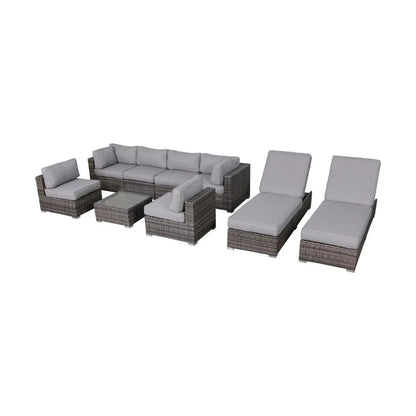 4 piece outdoor seating set with gray cushions in handcrafted wicker by Unique Piece Furniture on Tampa Home & Garden Store