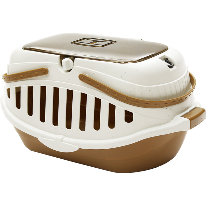 Portable small pet carrying basket white with brown base, vented bird carrier by Sell My Stuff on Tampa Home & Garden Store