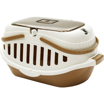 Portable small pet carrying basket white with brown base, vented bird carrier by Sell My Stuff on Tampa Home & Garden Store
