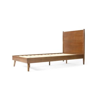 Cohron solid wood twin platform bed frame in warm brown with slats by HouseOfZazla on Tampa Home & Garden Store