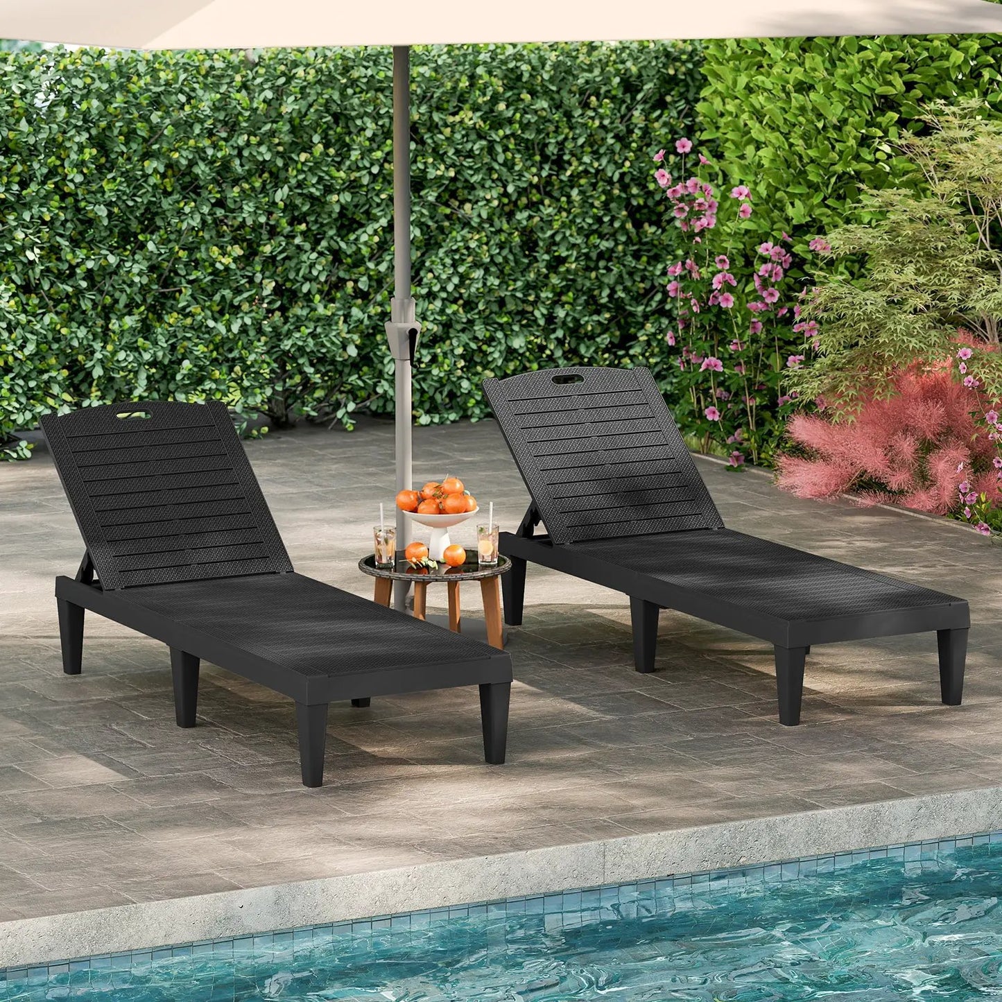 Outdoor PP Chaise Lounge Chairs Set of 2